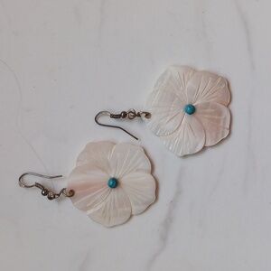 Opal & turquoise flower earrings